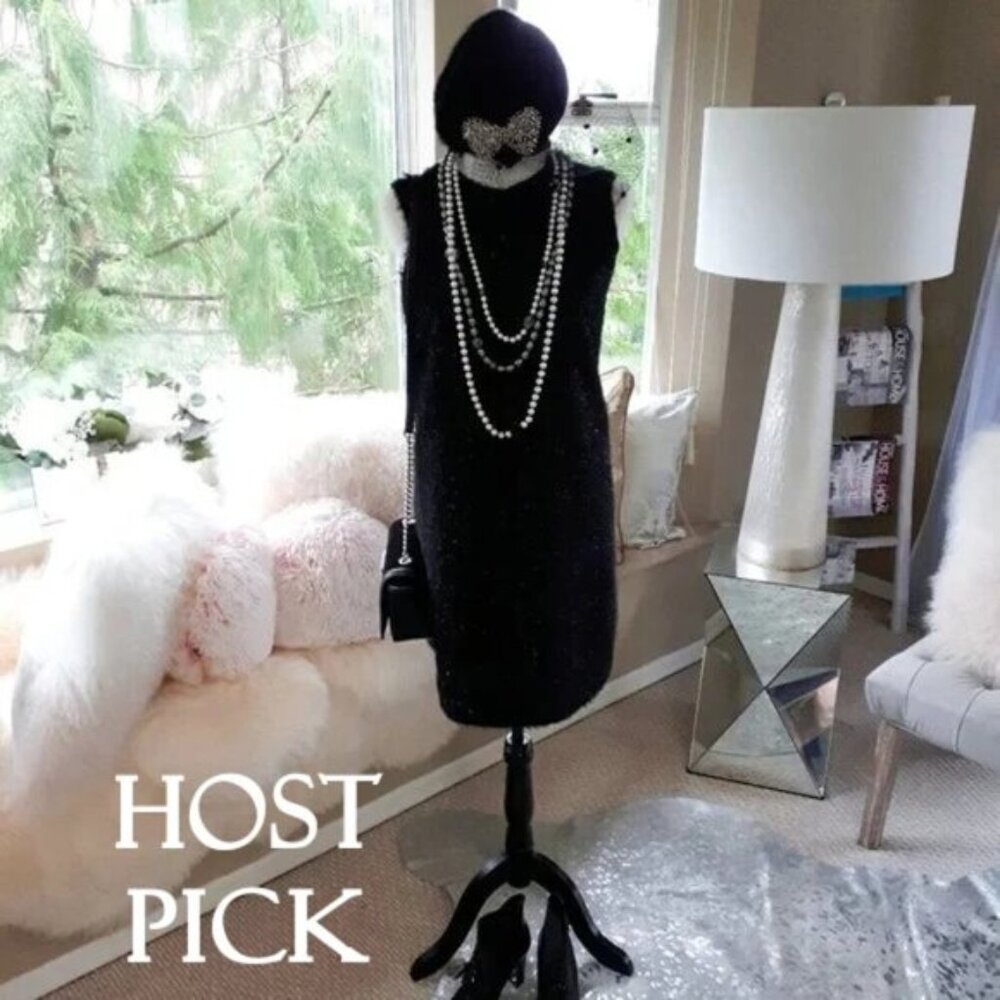 EUC Joe Fresh black “tinsel” look sleeveless dress